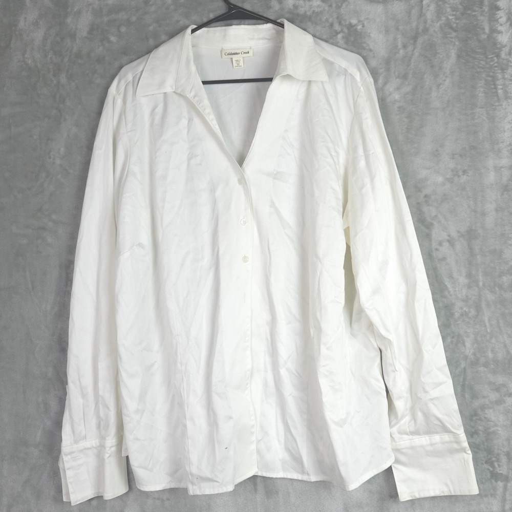 Coldwater Creek Button Up Blouse Womens 3X White Long Sleeve Classic Workwear - Picture 1 of 5